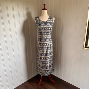 Vintage 90s Cottagecore Miss Dorby Blue Maxi Dress size 12